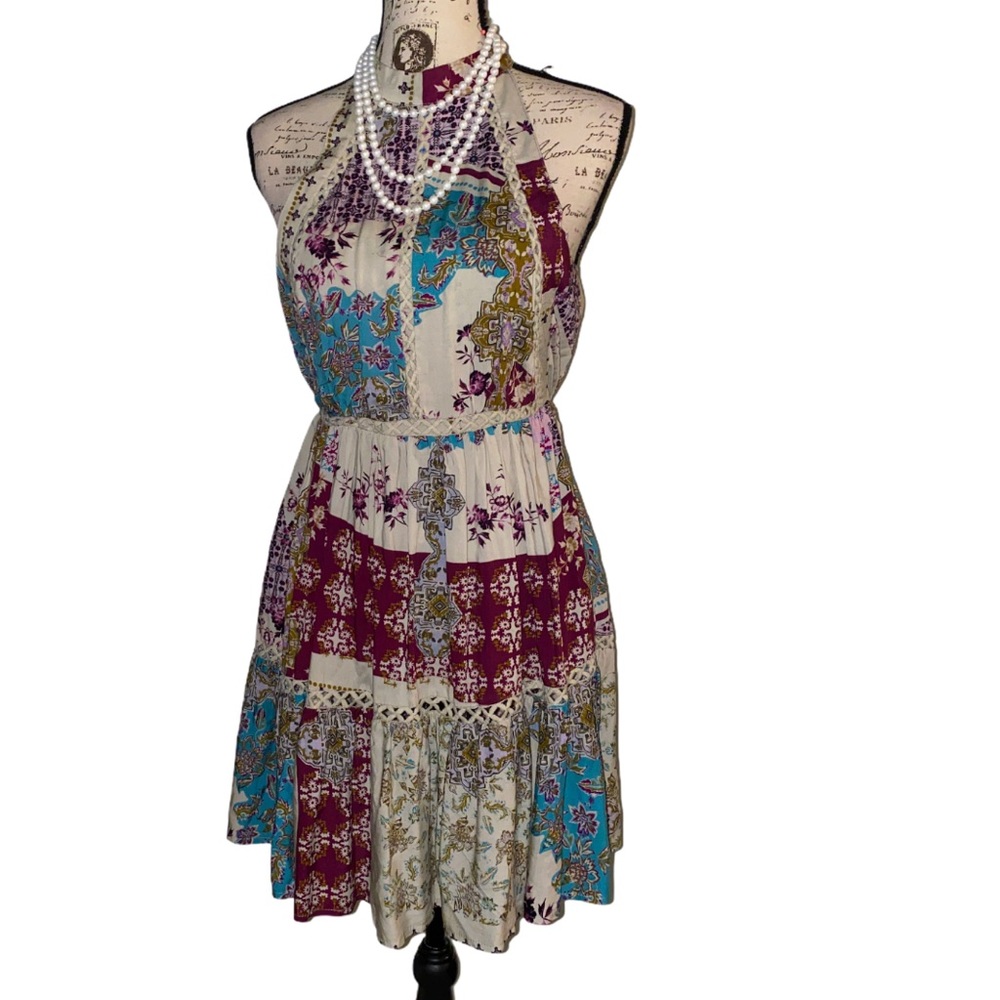 Anthropologie Multicolor Patchwork Mini Dress - image 1